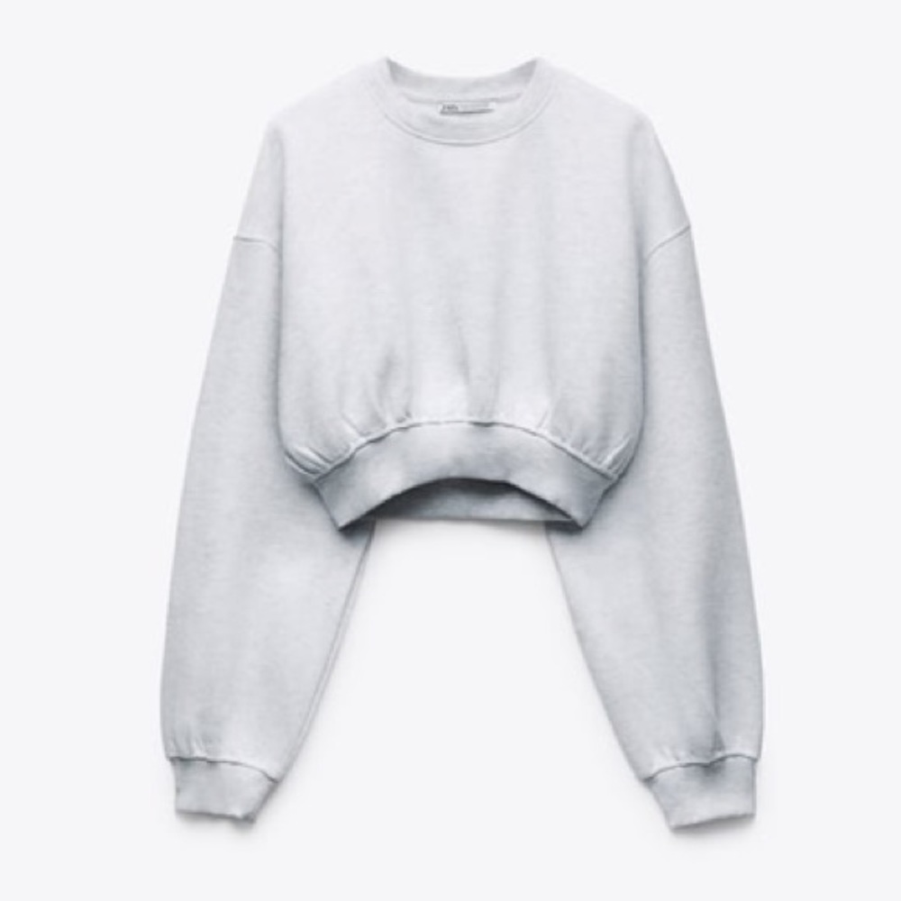 Zara Basic Crop Sweatshirt in Gray Marl